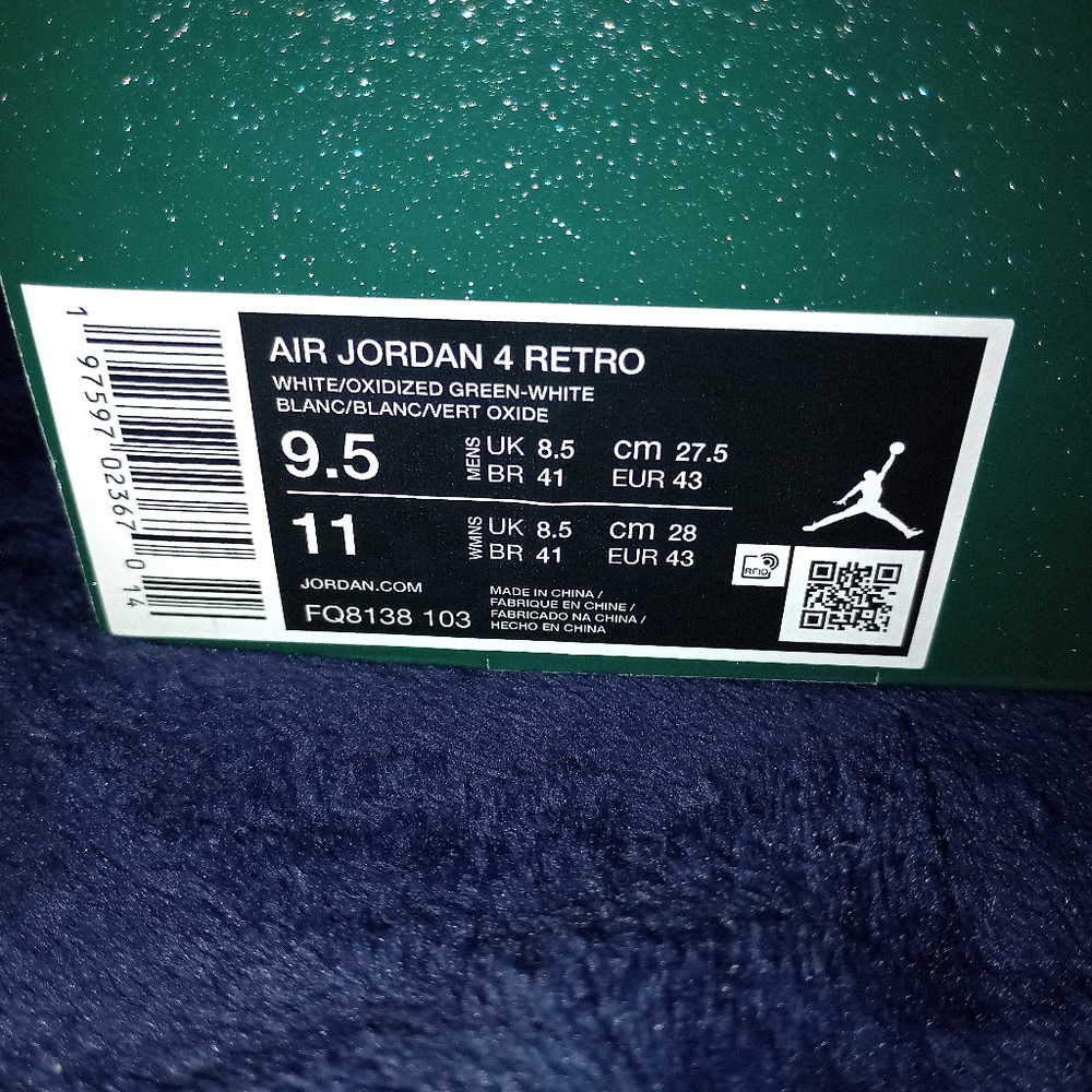 IOB EUC Air Jordan 4 Oxidized Green Mens size 9.5 - Picture 13 of 15